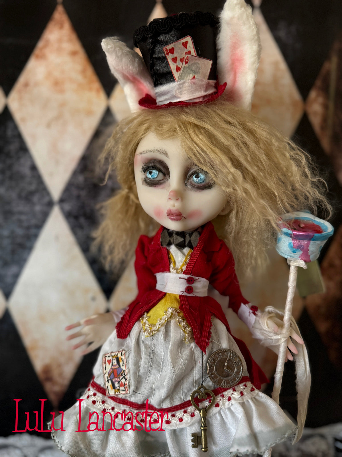 White Rabbit Alice Wonderland  ~Original LuLu Lancaster Art Doll
