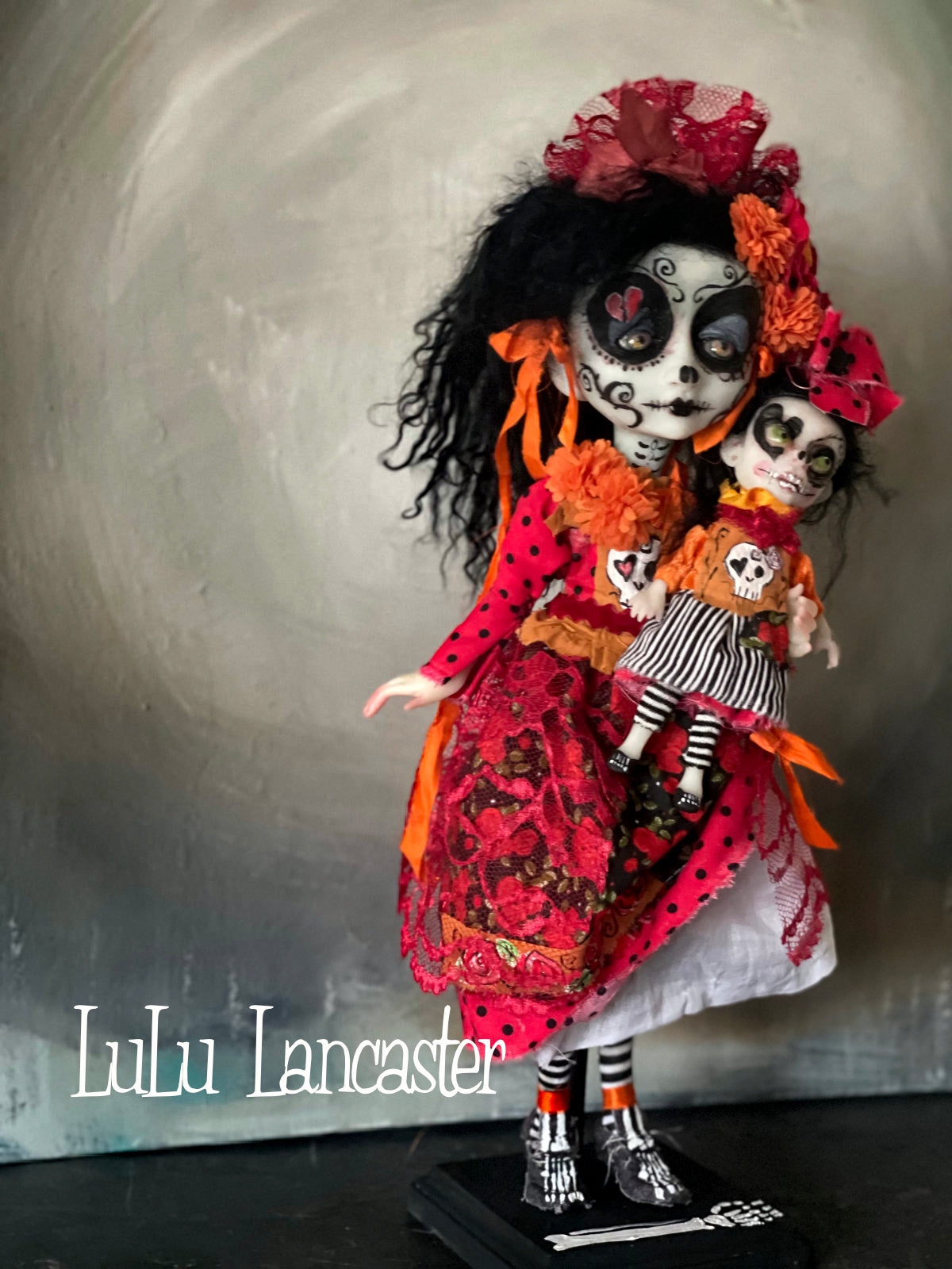 Corazana Dia de Muertos Broken hearted Original LuLu Lancaster Art Doll