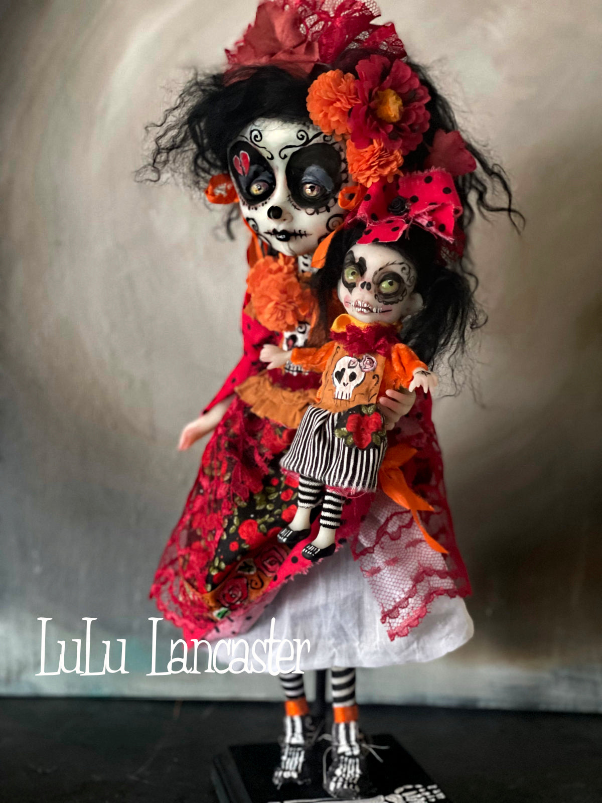 Corazana Dia de Muertos Broken hearted Original LuLu Lancaster Art Doll