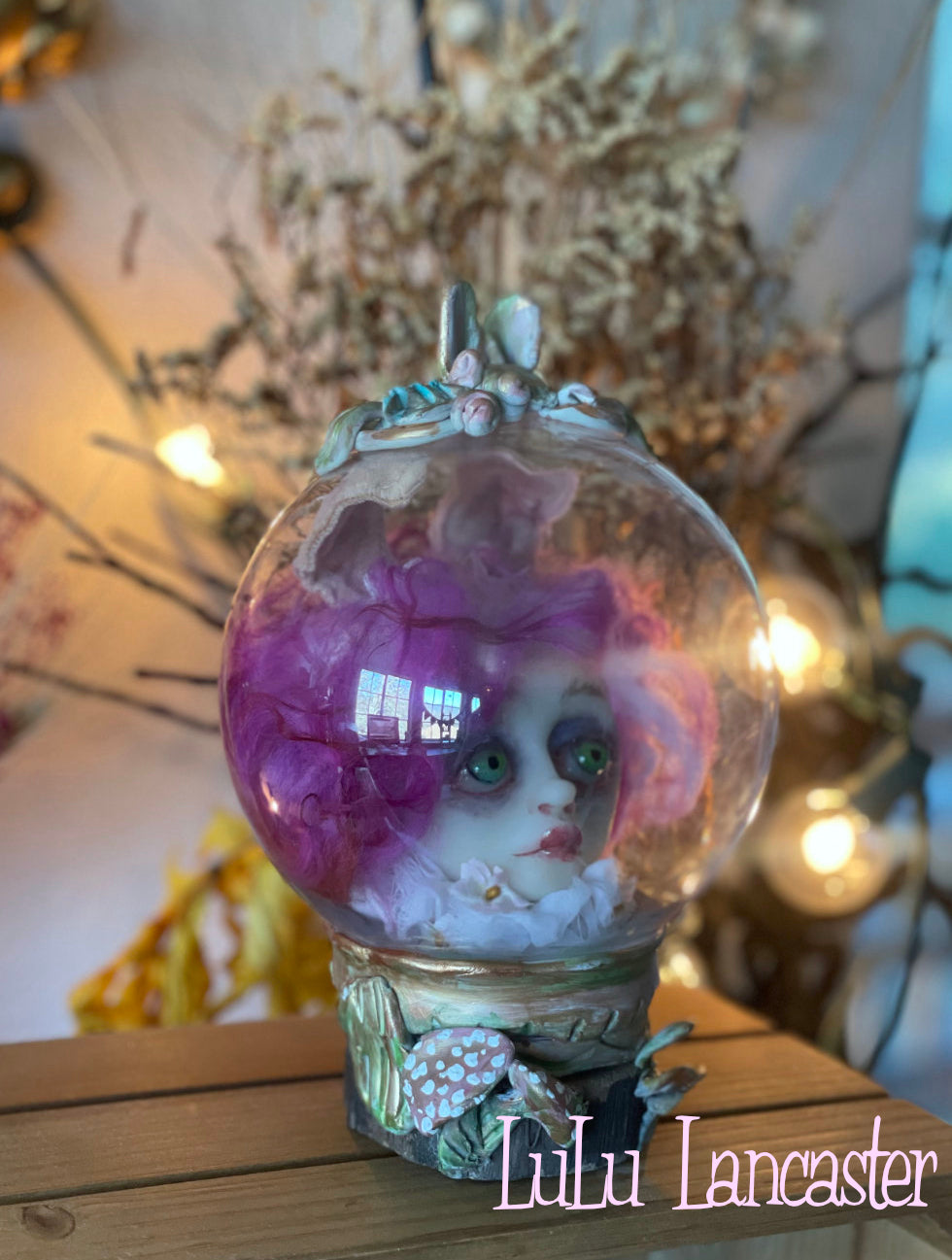 Rabbit Globe Bunny Woodland fairy Original LuLu Lancaster Art Doll