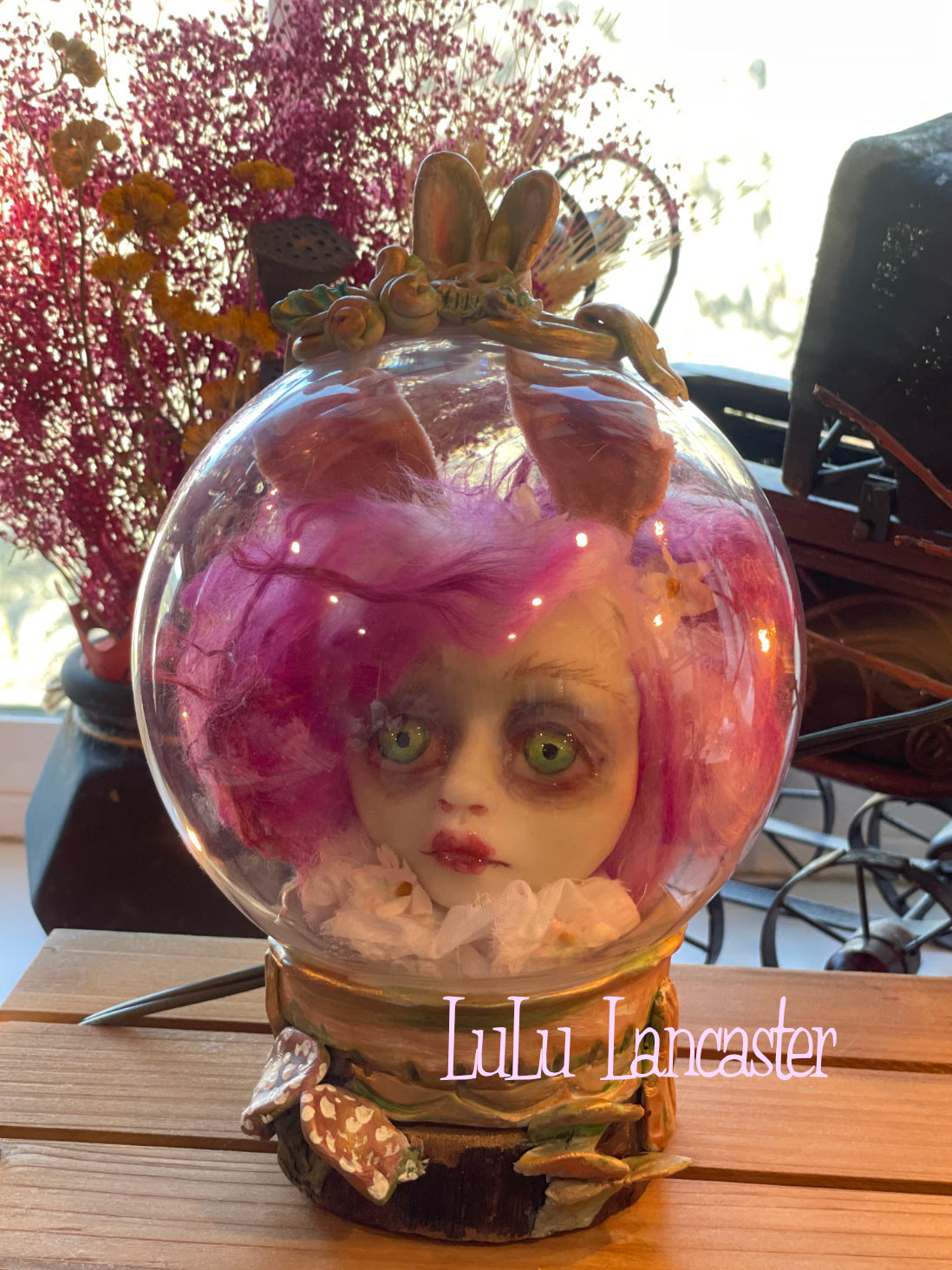 Rabbit Globe Bunny Woodland fairy Original LuLu Lancaster Art Doll