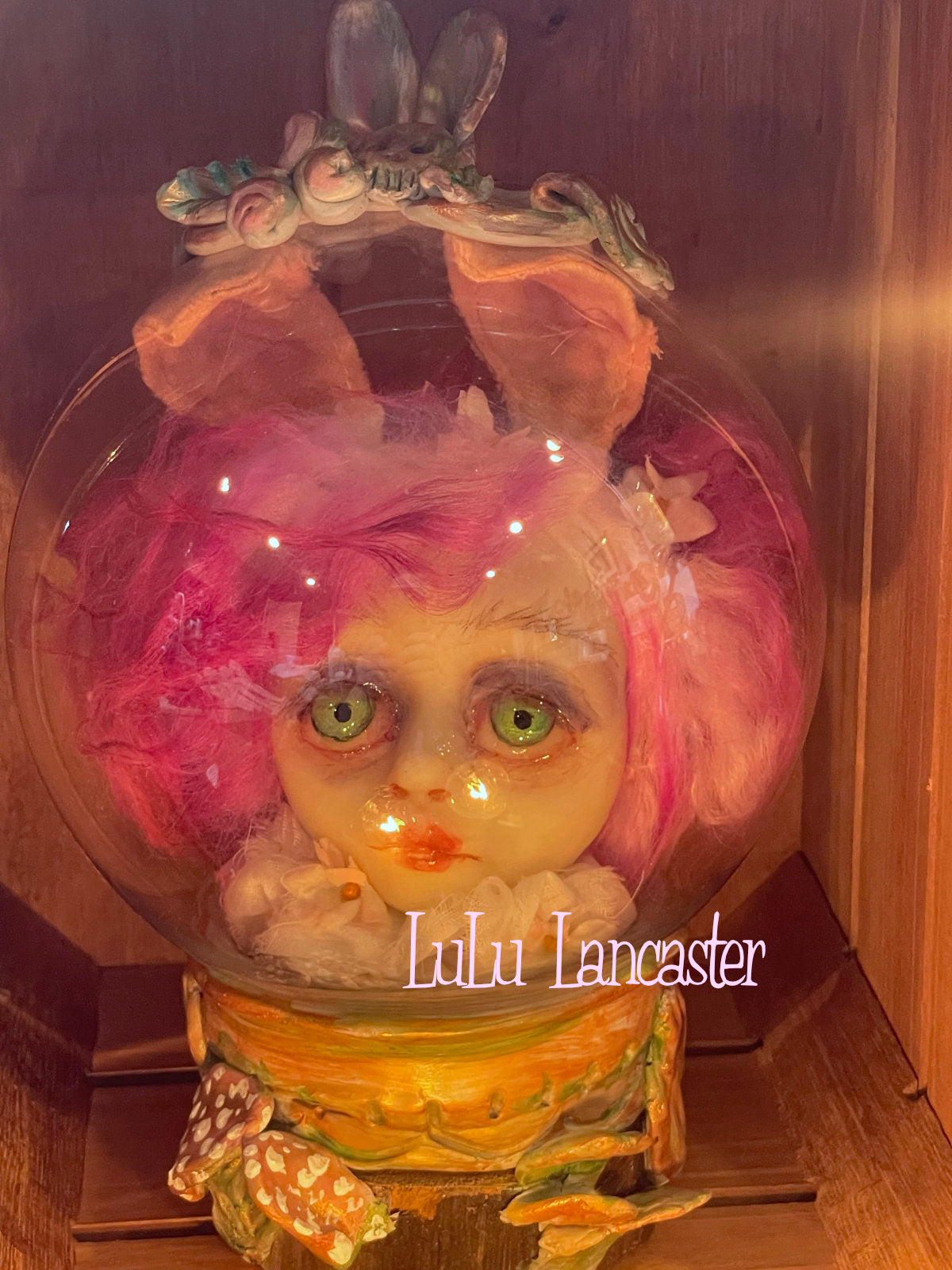 Rabbit Globe Bunny Woodland fairy Original LuLu Lancaster Art Doll