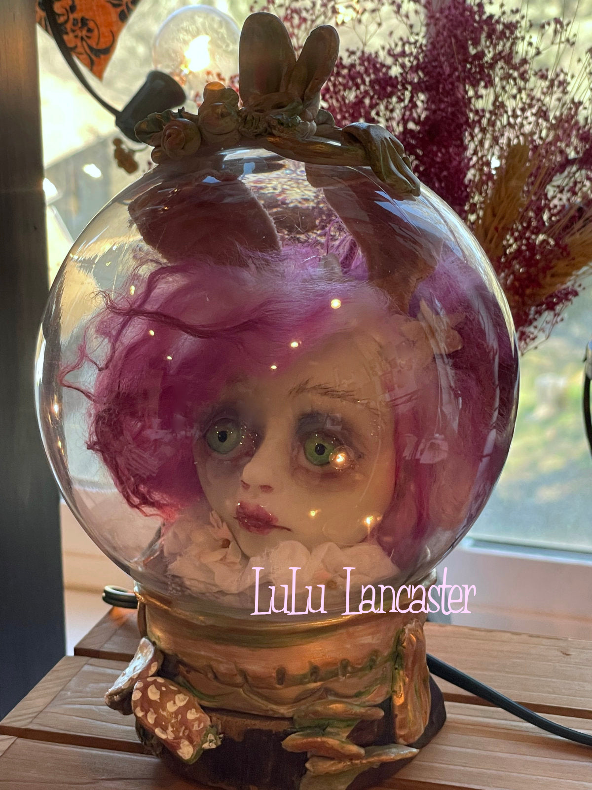 Rabbit Globe Bunny Woodland fairy Original LuLu Lancaster Art Doll