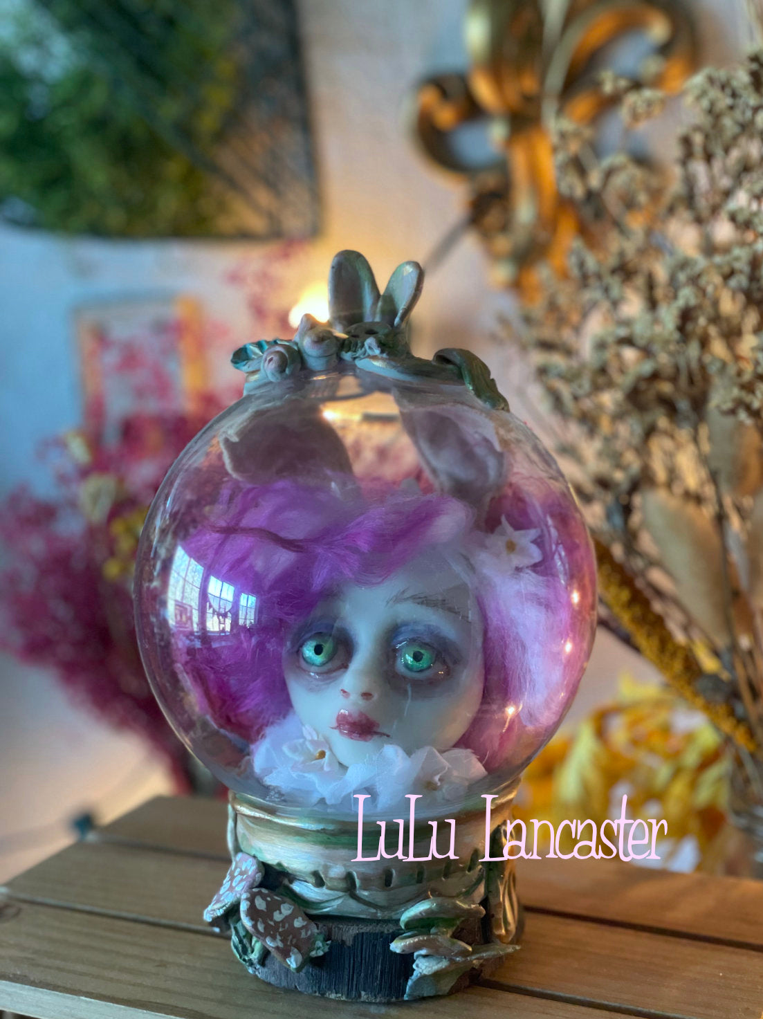 Rabbit Globe Bunny Woodland fairy Original LuLu Lancaster Art Doll