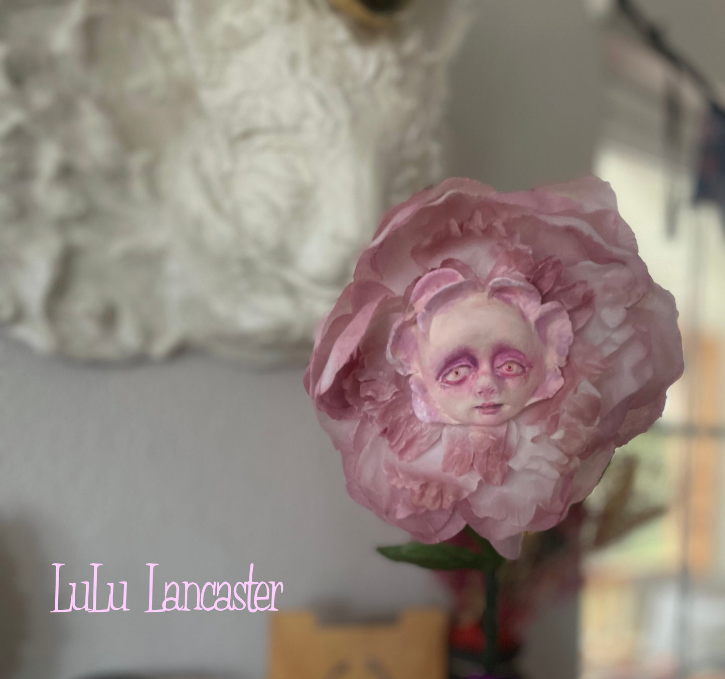 Peony Flower Dusty Rose in LuLu's Wonderland Original LuLu Lancaster Art