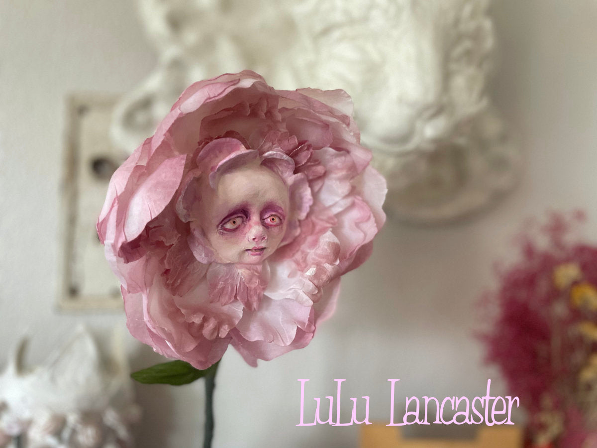 Peony Flower Dusty Rose in LuLu's Wonderland Original LuLu Lancaster Art
