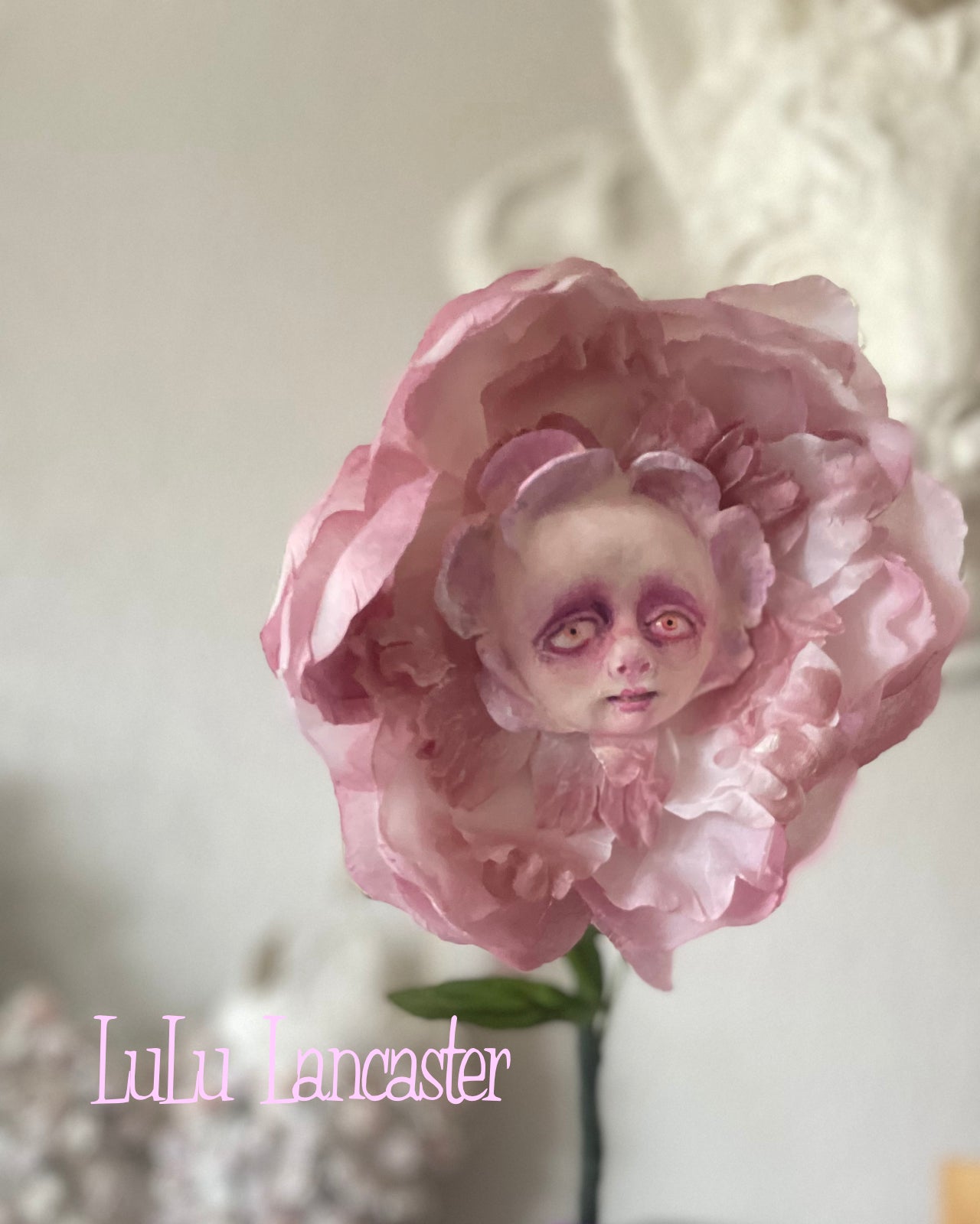 Peony Flower Dusty Rose in LuLu's Wonderland Original LuLu Lancaster Art