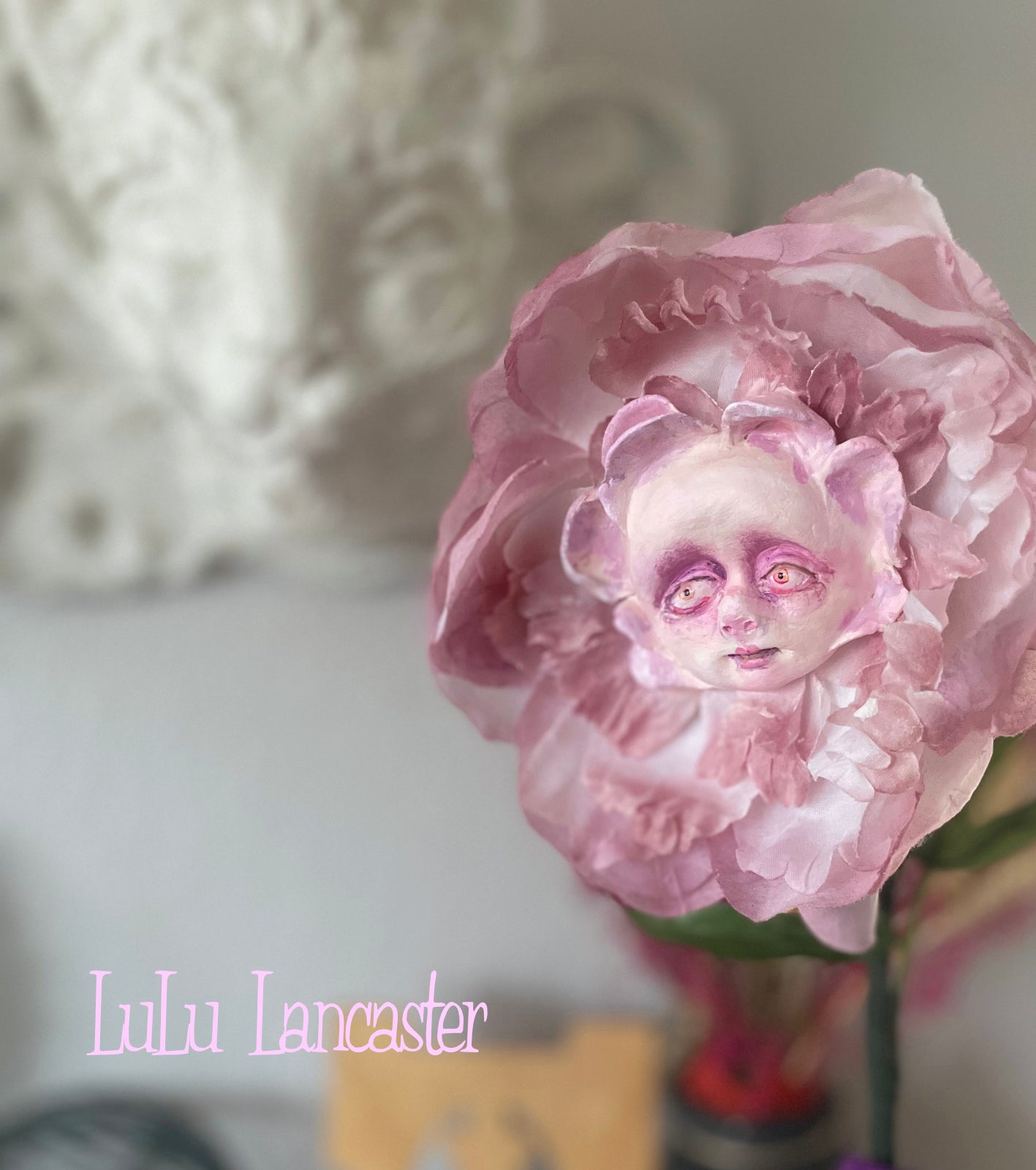 Peony Flower Dusty Rose in LuLu's Wonderland Original LuLu Lancaster Art