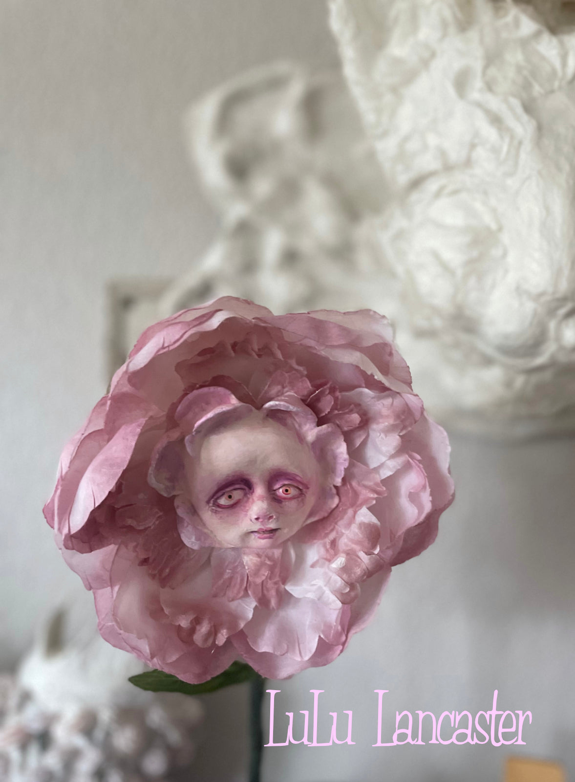 Peony Flower Dusty Rose in LuLu's Wonderland Original LuLu Lancaster Art