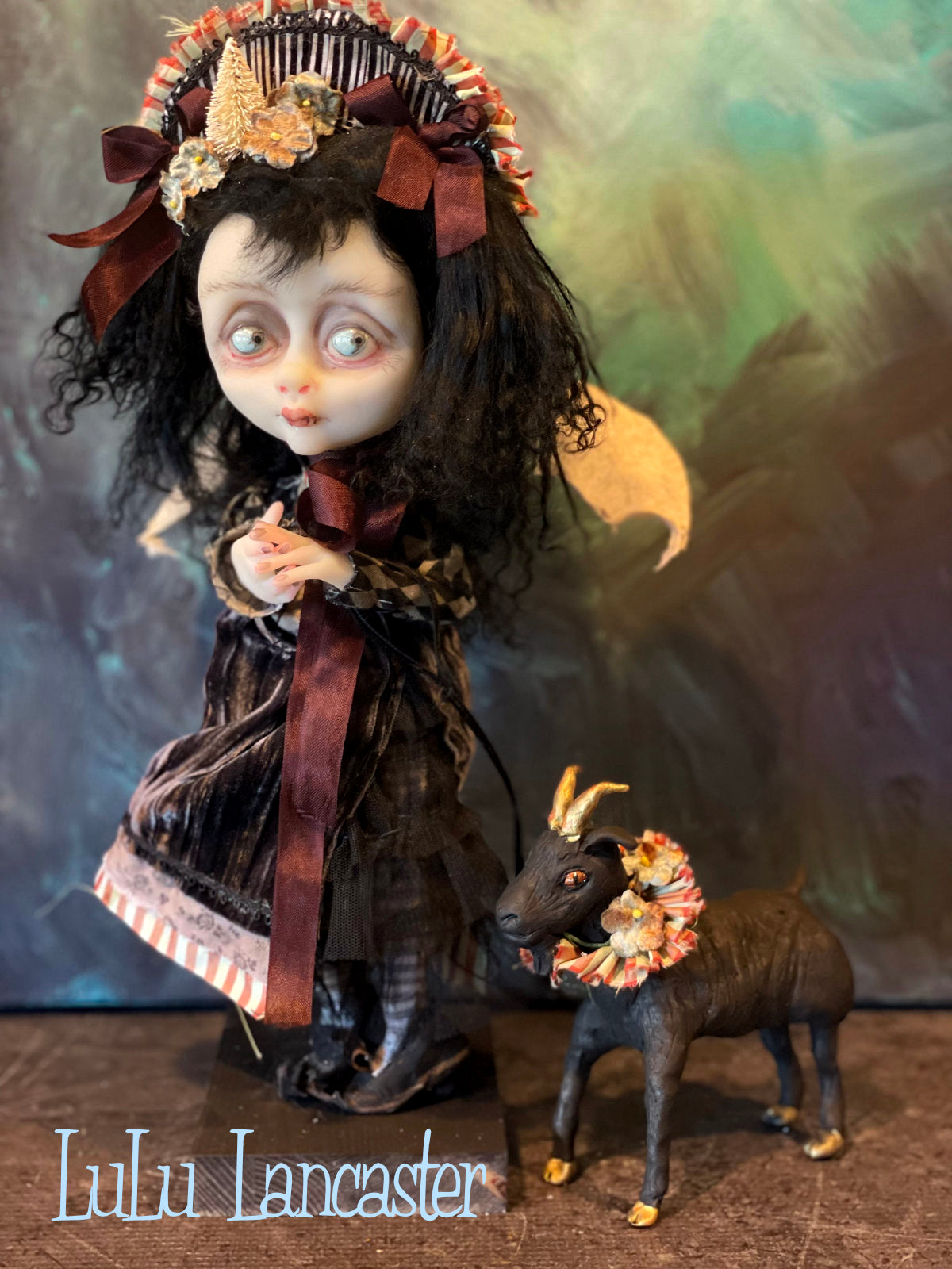 Ember and Phil Dark Christmas Vampire Holiday Original LuLu Lancaster Art Doll