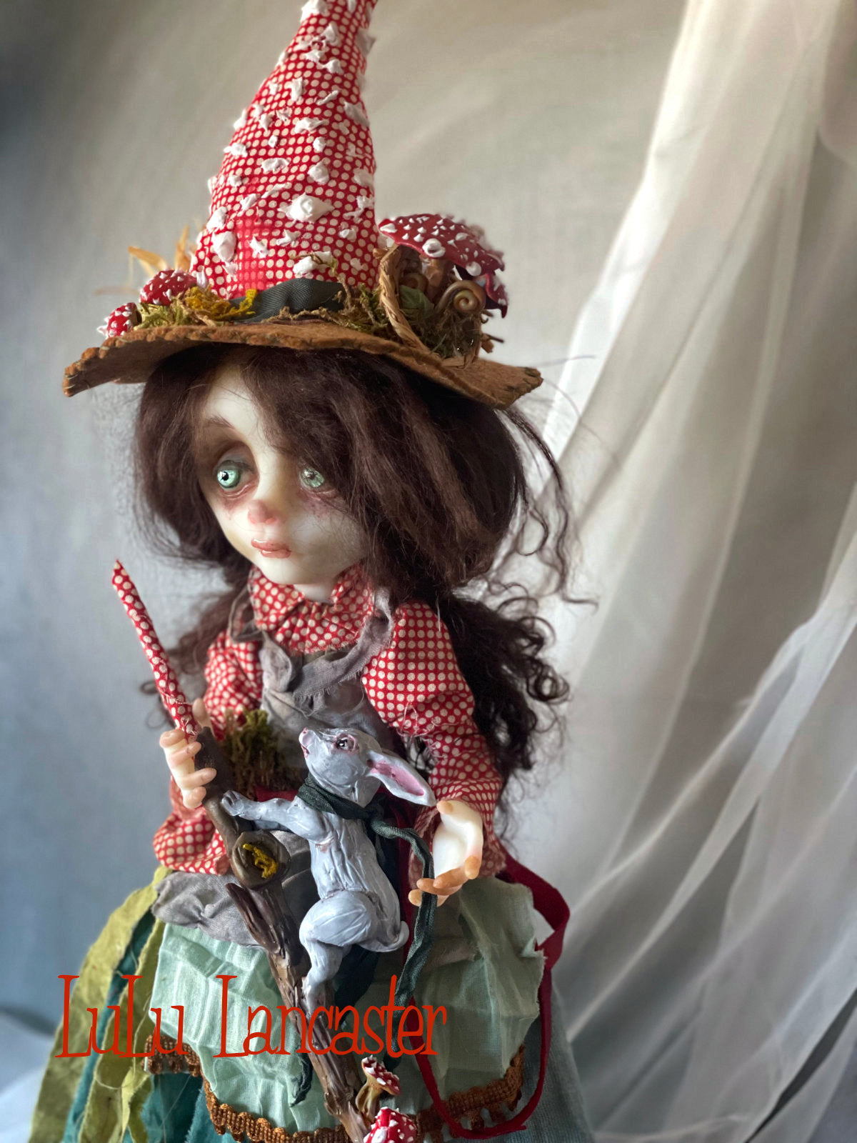 Kimber The Mushroom Forager Witch Original LuLu Lancaster Art Doll