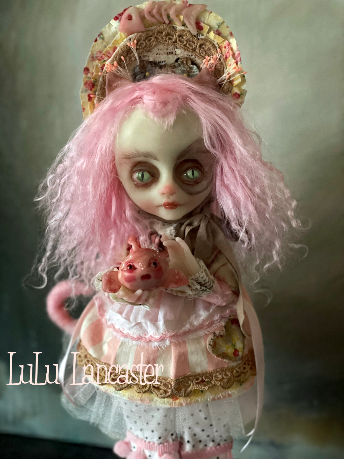 Kitty Fishsticks Victorian cat Original LuLu Lancaster Art Doll