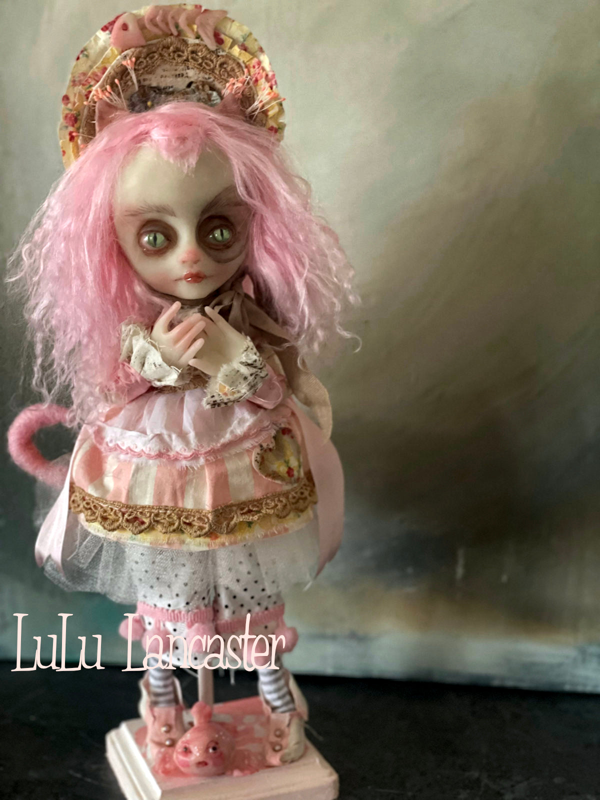 Kitty Fishsticks Victorian cat Original LuLu Lancaster Art Doll