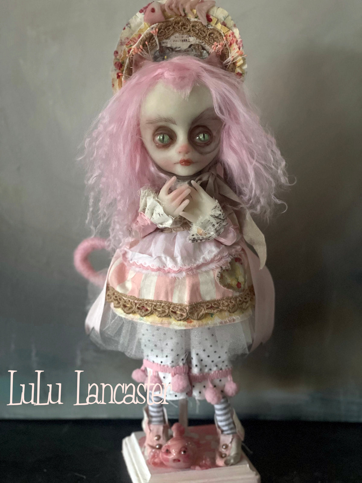 Kitty Fishsticks Victorian cat Original LuLu Lancaster Art Doll