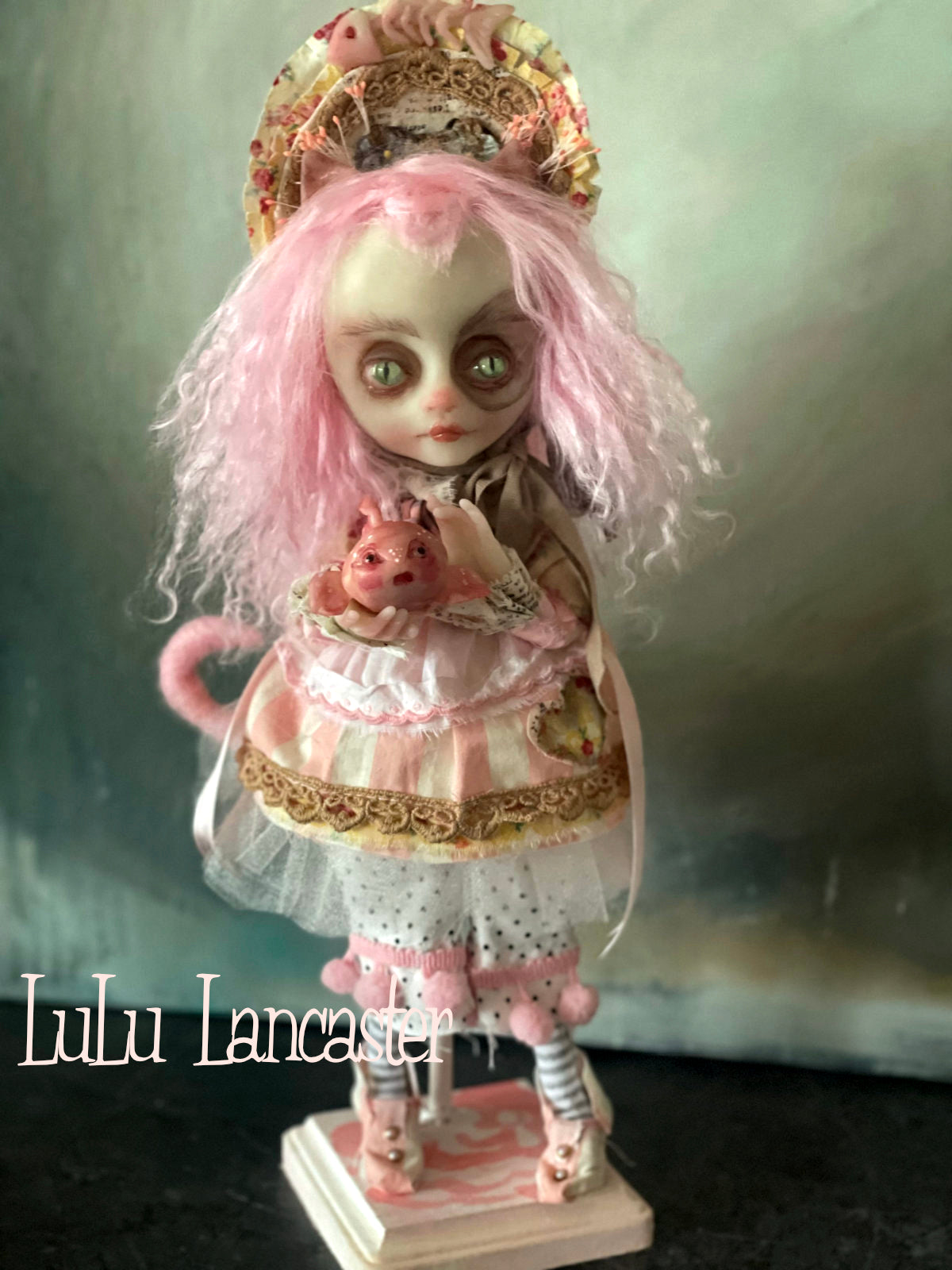 Kitty Fishsticks Victorian cat Original LuLu Lancaster Art Doll
