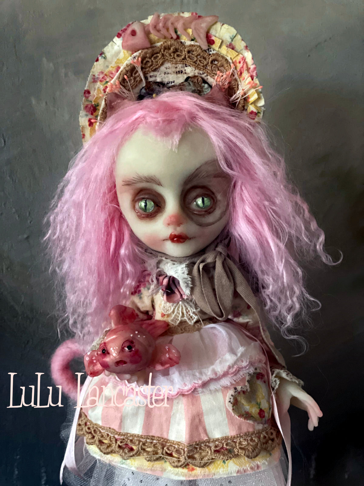 Kitty Fishsticks Victorian cat Original LuLu Lancaster Art Doll