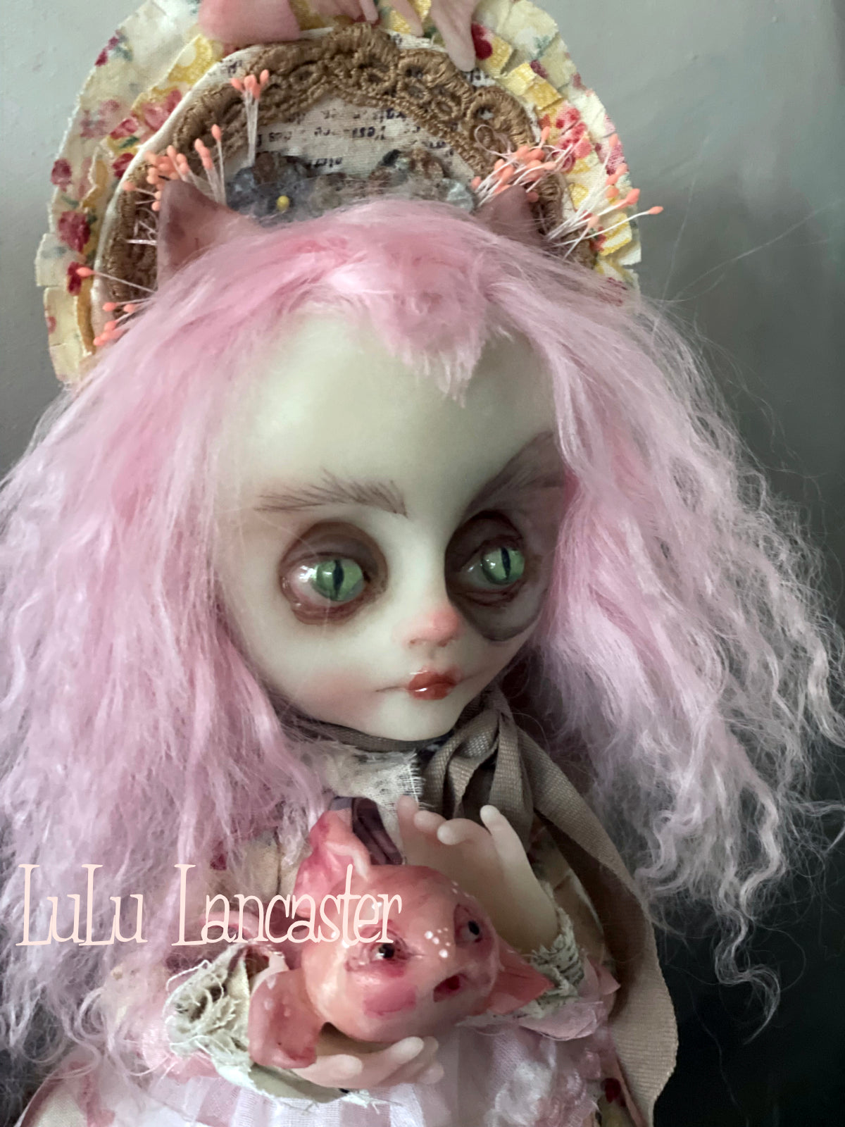 Kitty Fishsticks Victorian cat Original LuLu Lancaster Art Doll