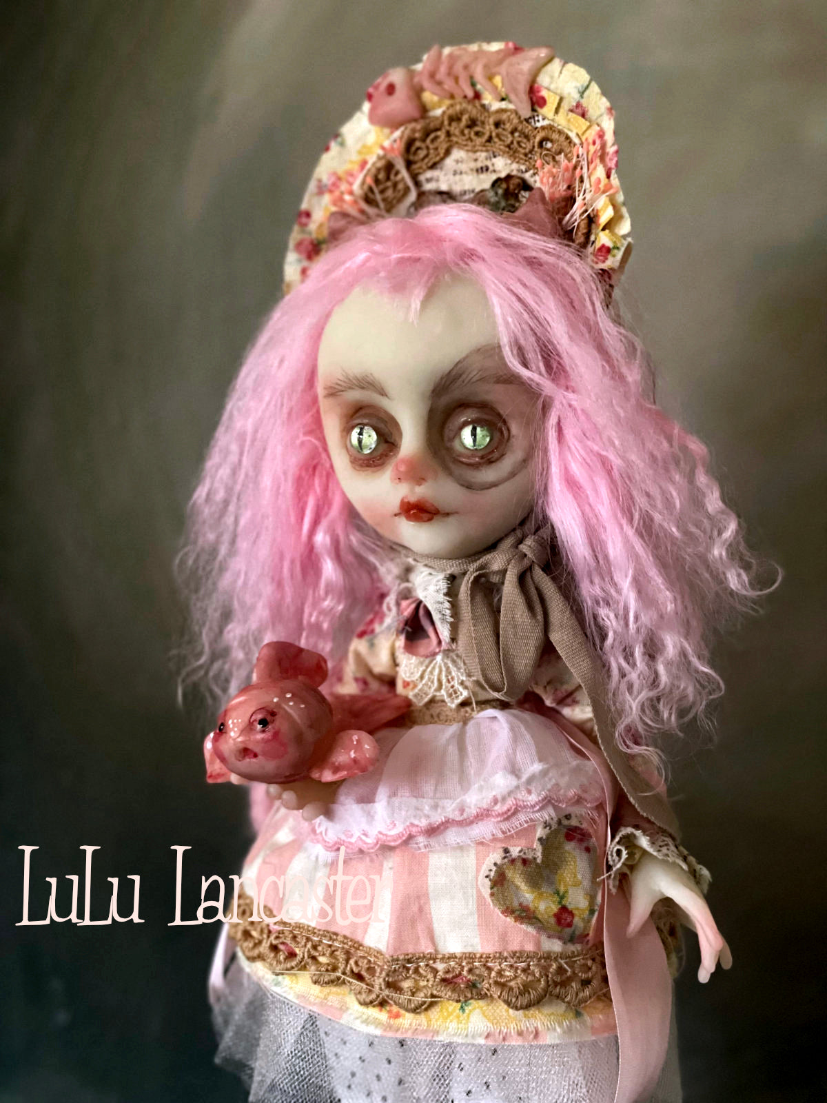 Kitty Fishsticks Victorian cat Original LuLu Lancaster Art Doll