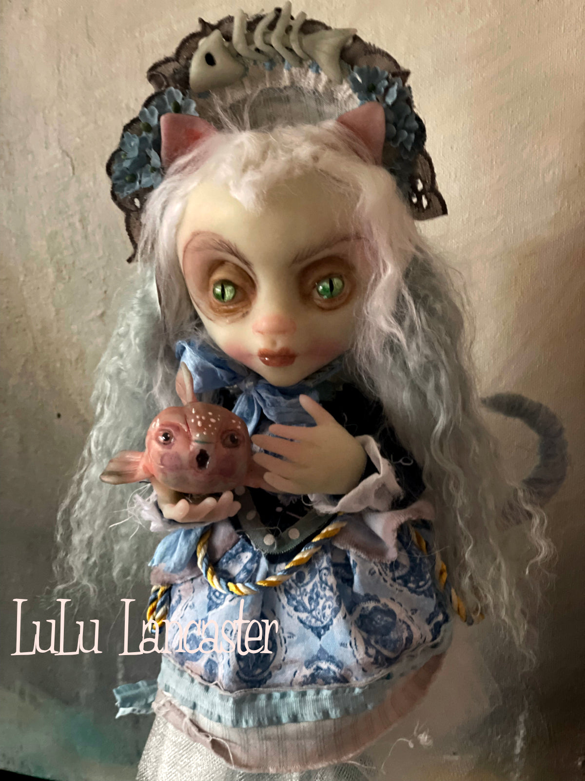 Kitty Wasabi Victorian cat Original LuLu Lancaster Art Doll