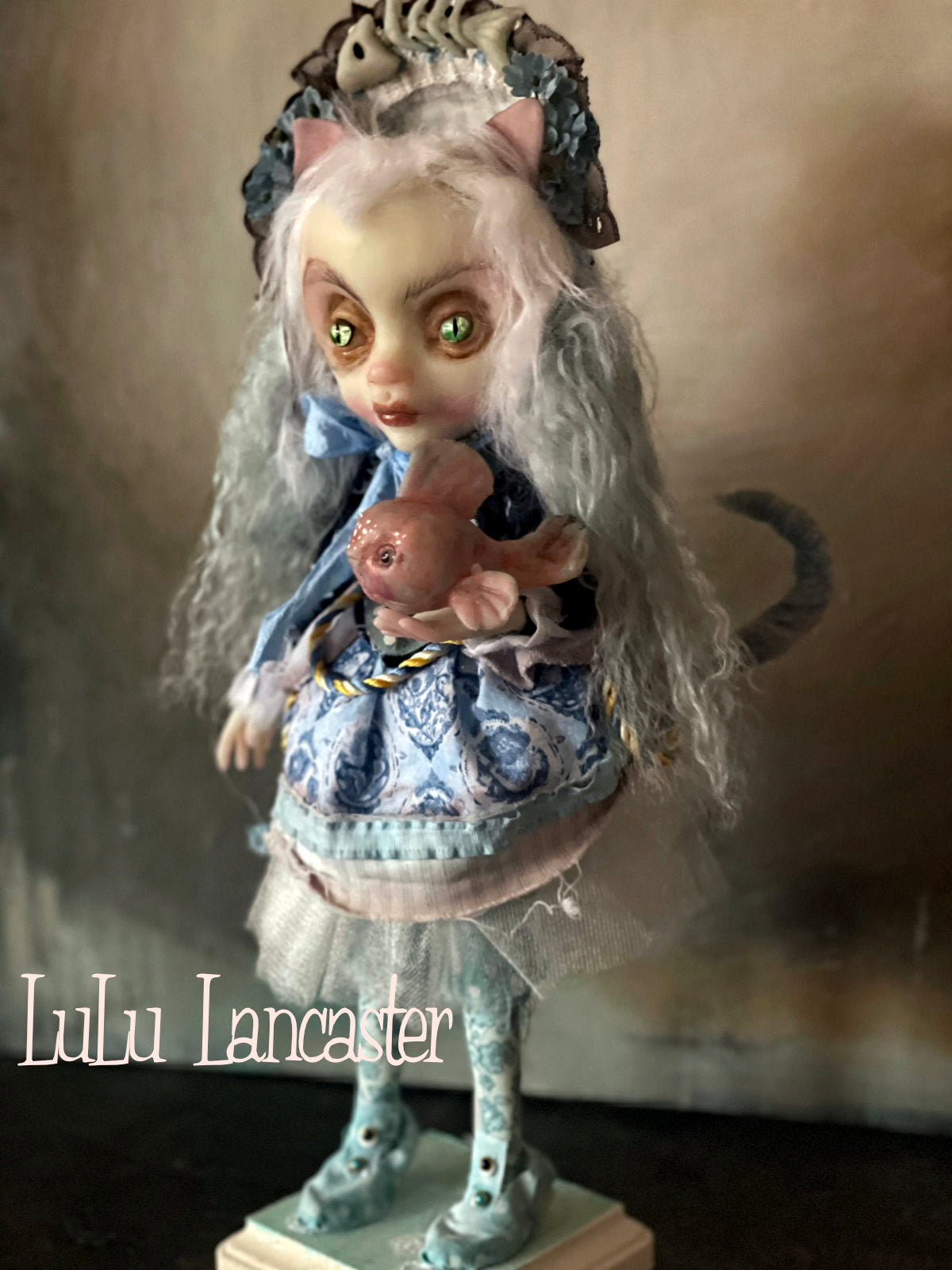 Kitty Wasabi Victorian cat Original LuLu Lancaster Art Doll