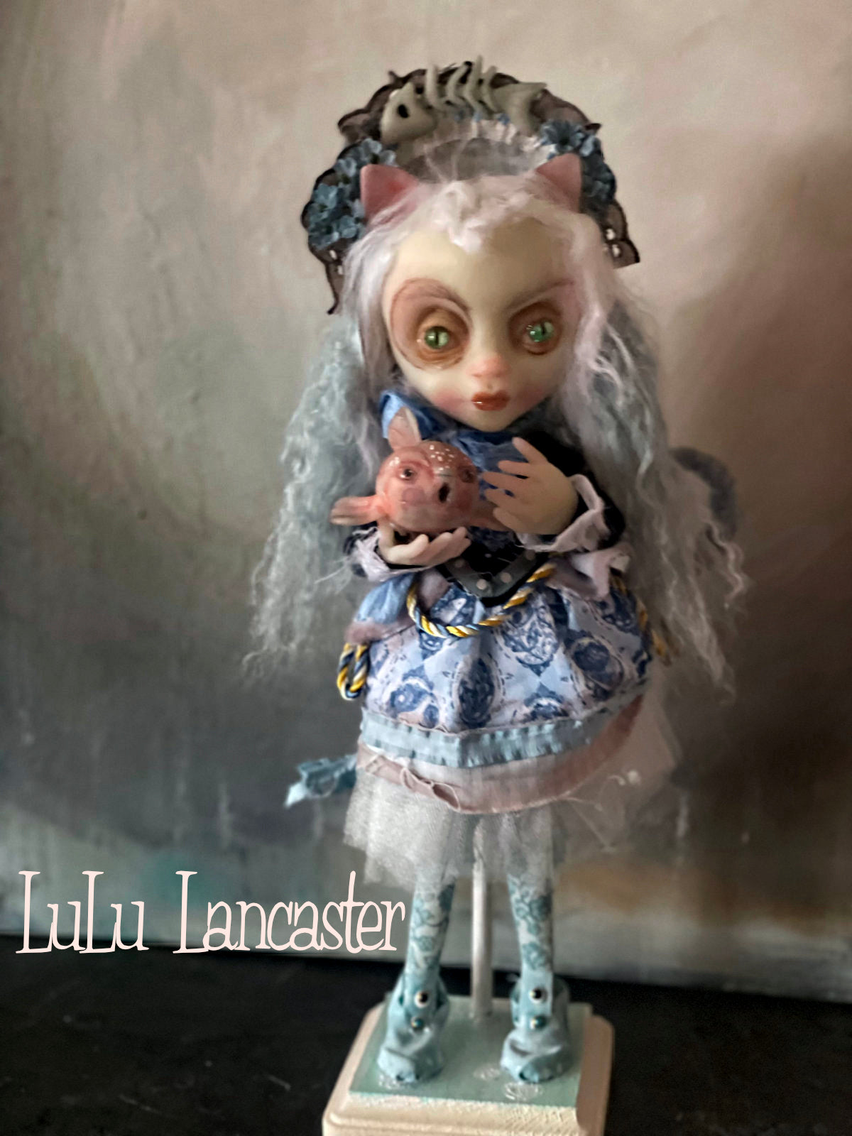 Kitty Wasabi Victorian cat Original LuLu Lancaster Art Doll