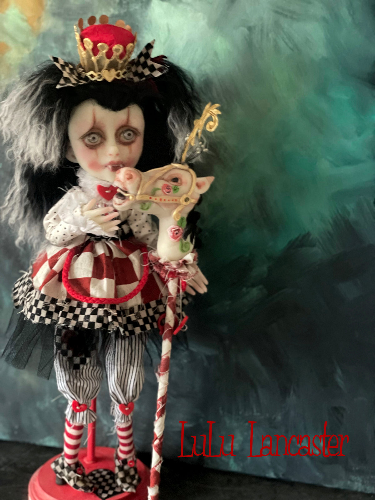Queenie and her Carousel Stick pony Valloween Vampire Original LuLu Lancaster Art Doll