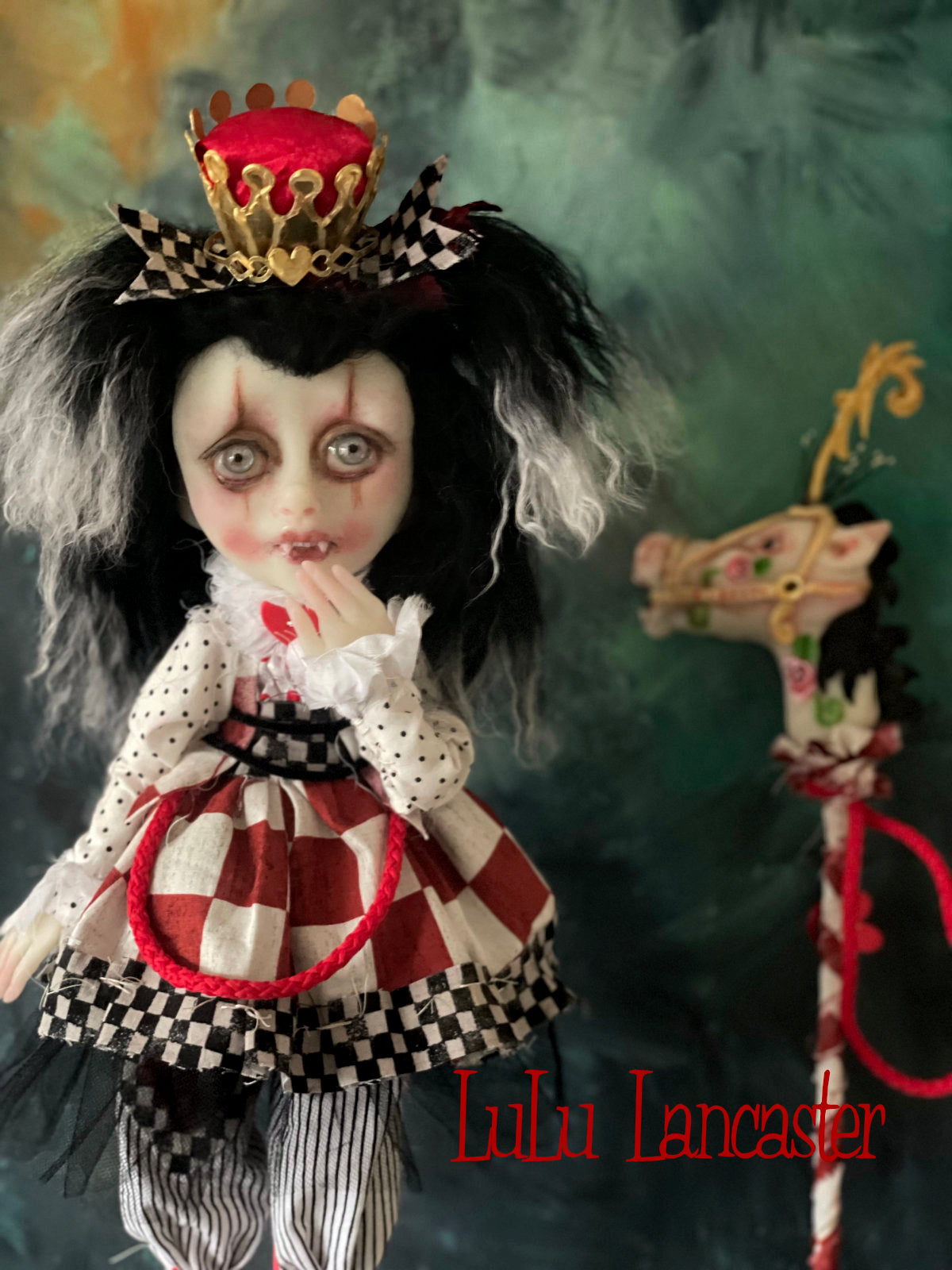 Queenie and her Carousel Stick pony Valloween Vampire Original LuLu Lancaster Art Doll