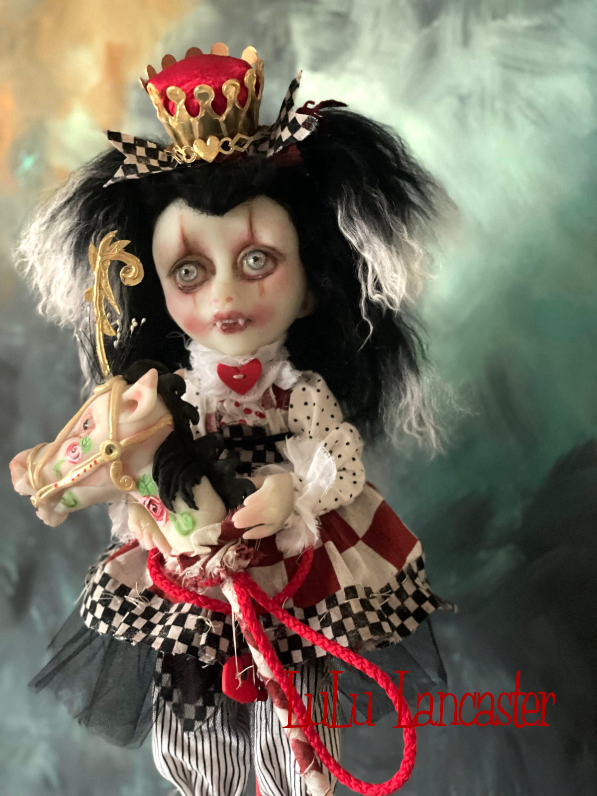 Queenie and her Carousel Stick pony Valloween Vampire Original LuLu Lancaster Art Doll