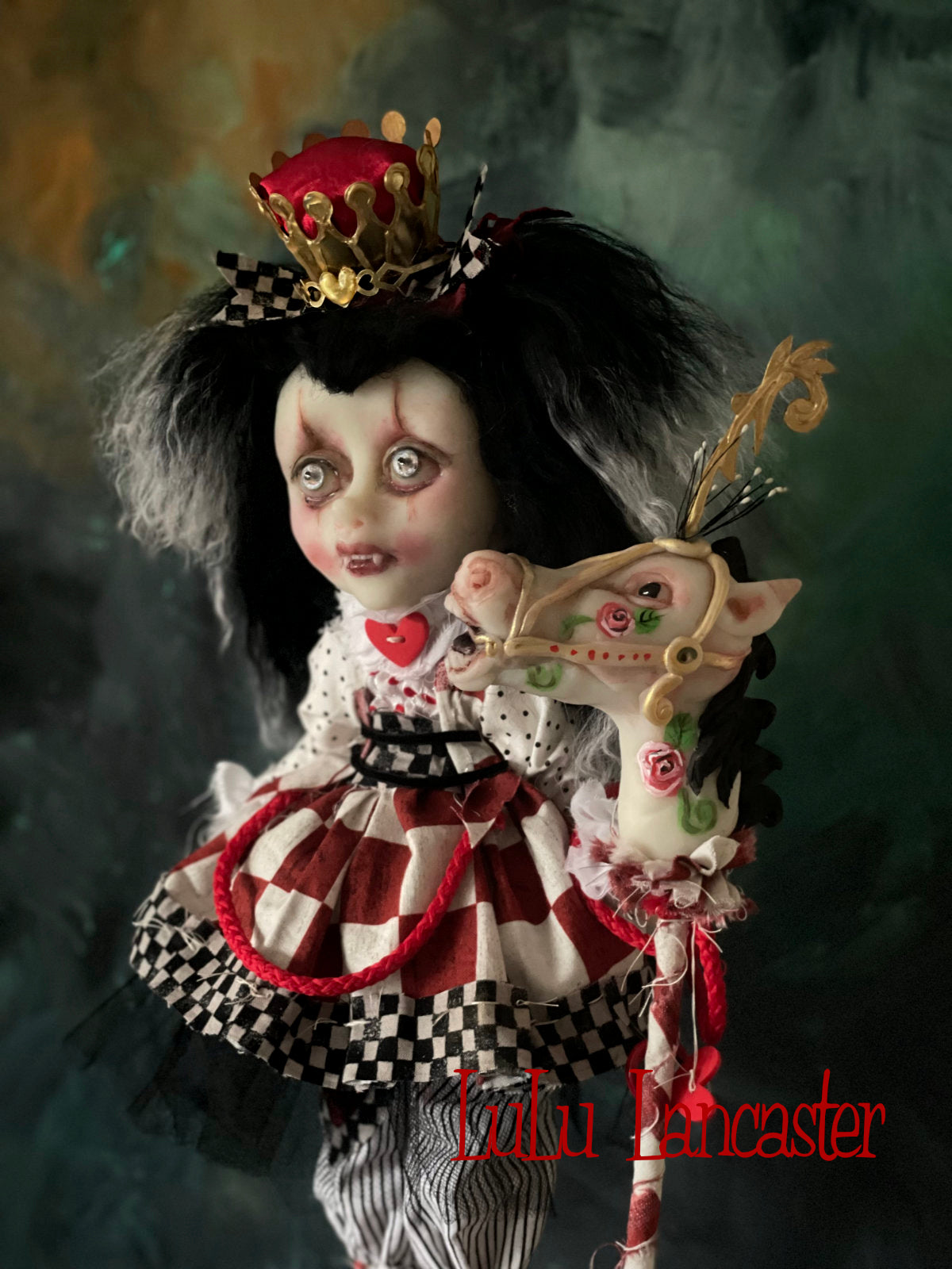 Queenie and her Carousel Stick pony Valloween Vampire Original LuLu Lancaster Art Doll