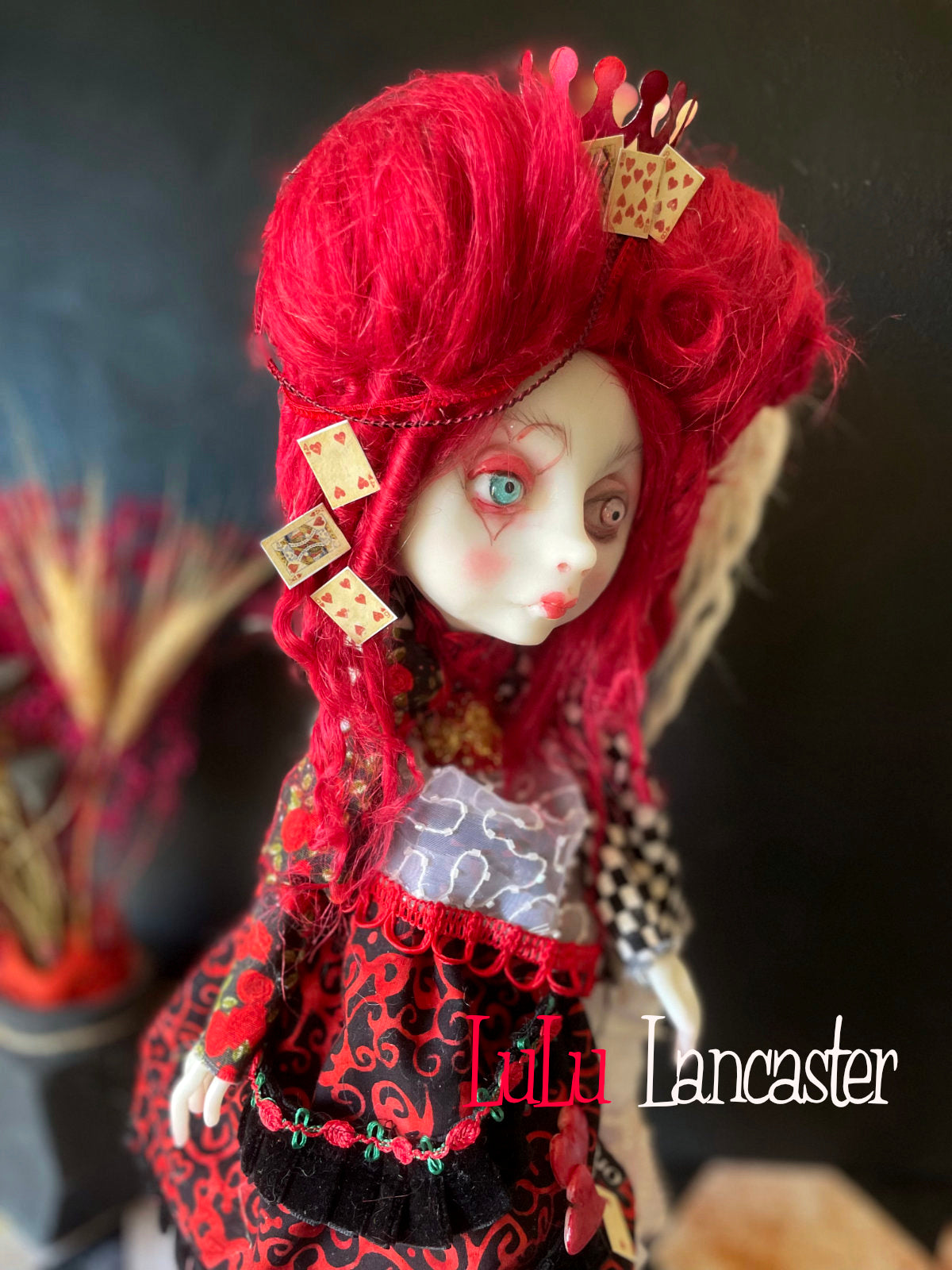 Conjoined Red and White Queens of Wonderland Original LuLu Lancaster Art Doll