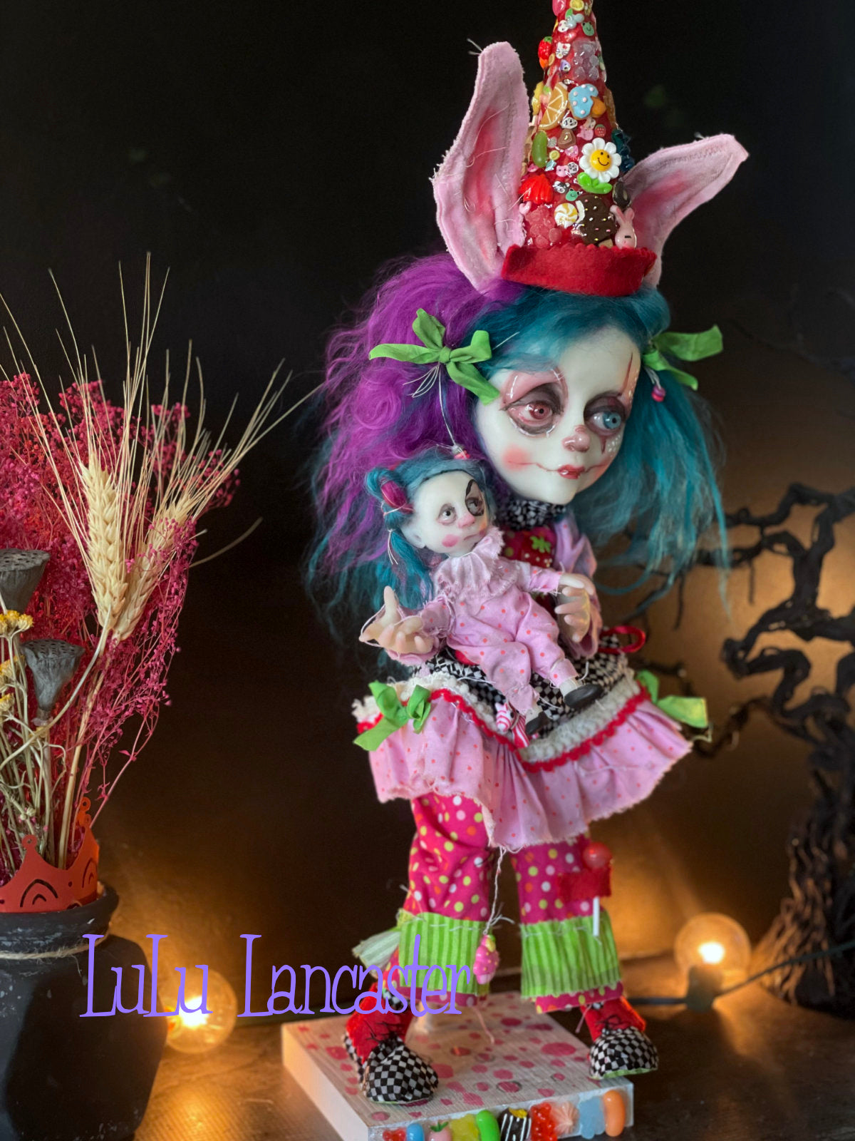 Strawberry Crush Poupee the Clown  Original LuLu Lancaster Art Doll